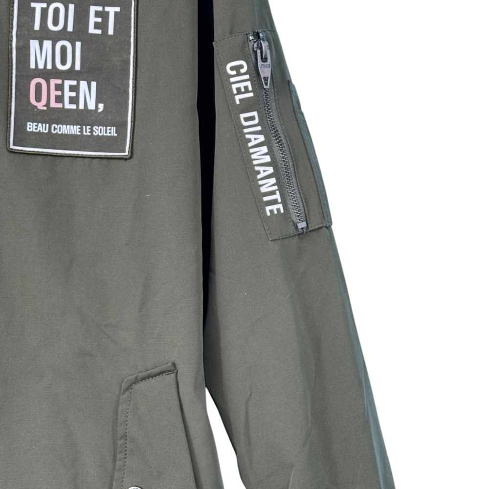 Green Raincoat with Stand-Up Collar and Zipper Closure - Picture 4 of 13